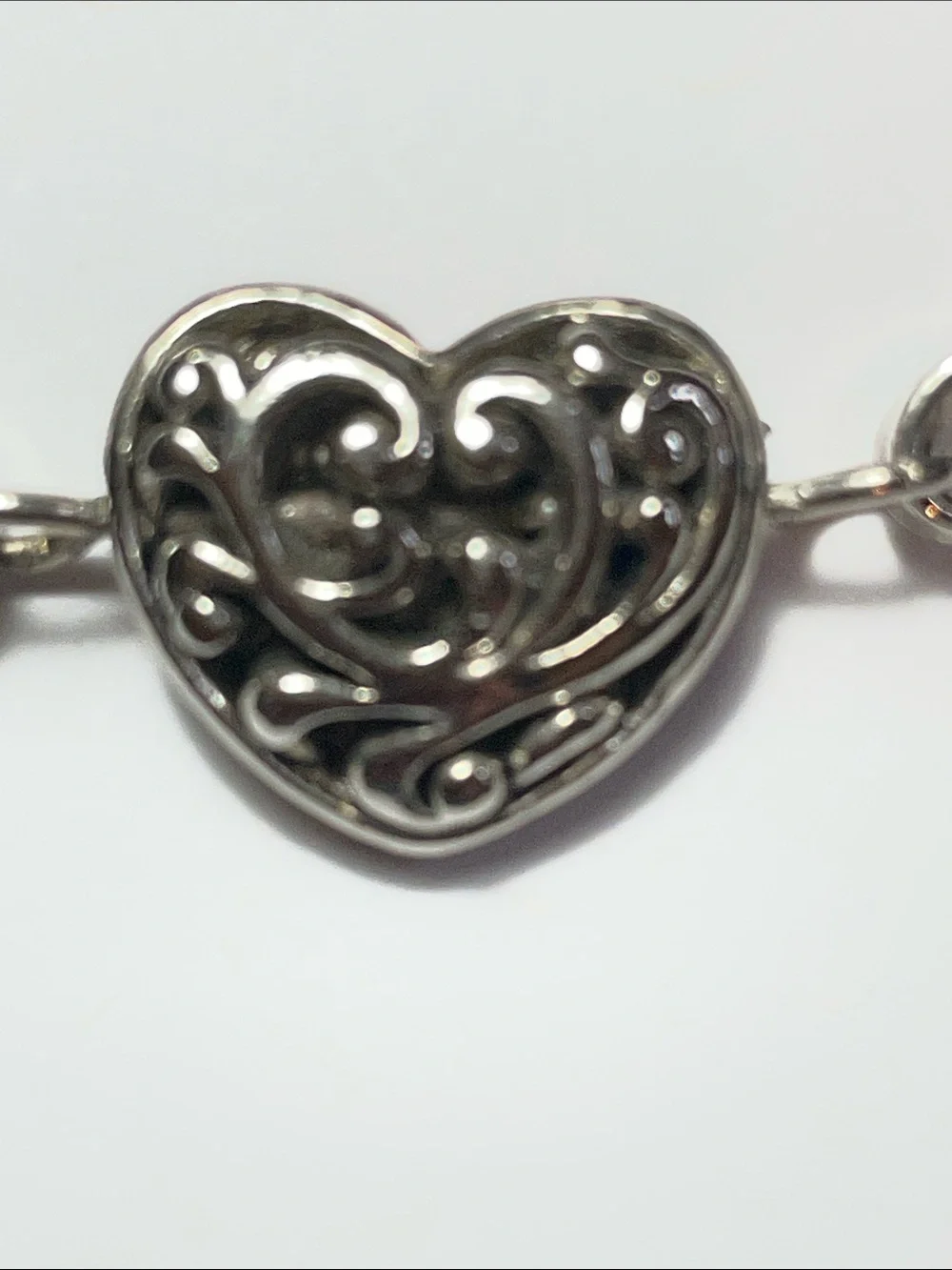 Reversible Red Heart Stone Filigree Bracelet 925 plated